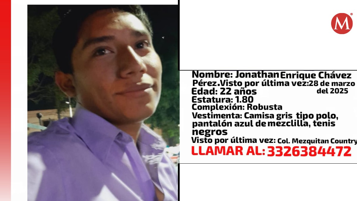 Piden ayuda para encontrar a Jonathan Enrique Chávez Pérez. (Cortesía)