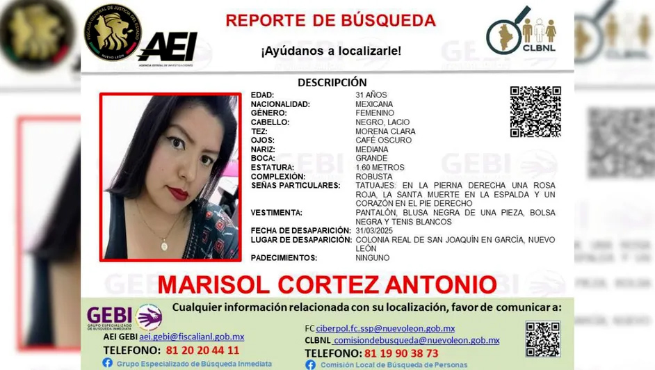 Caso de desaparición: Mujer en ruta a entrevista de trabajo en García, NL