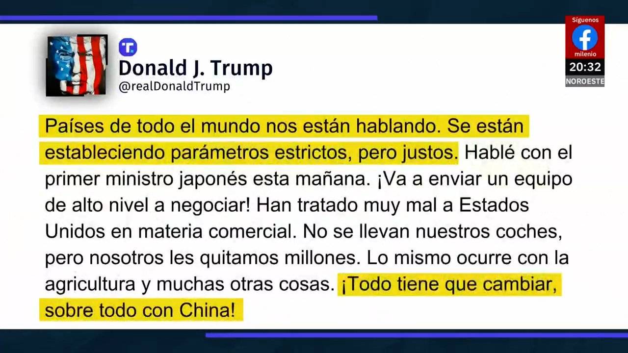 Trump llama a no ser cobardes ante caída de mercados financieros