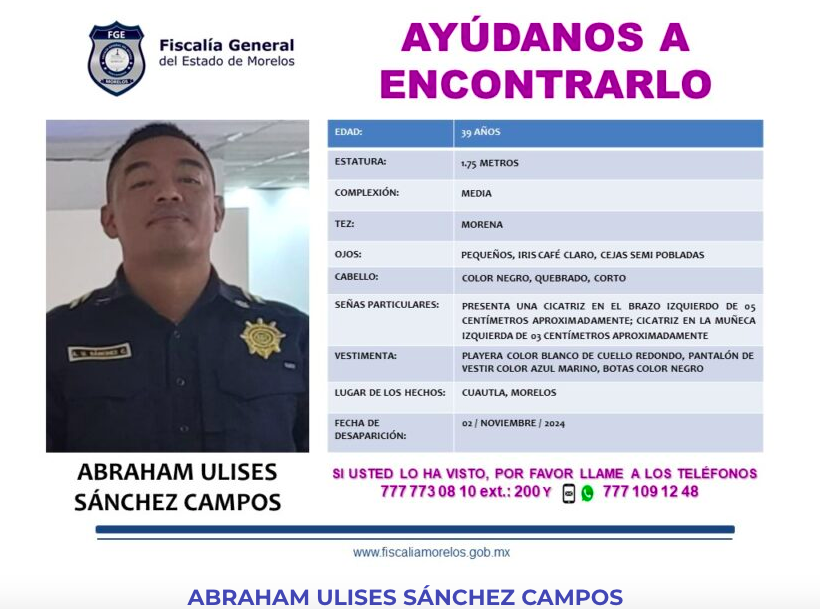 Ficha de búsqueda de Abraham Ulises Sánchez Campos.