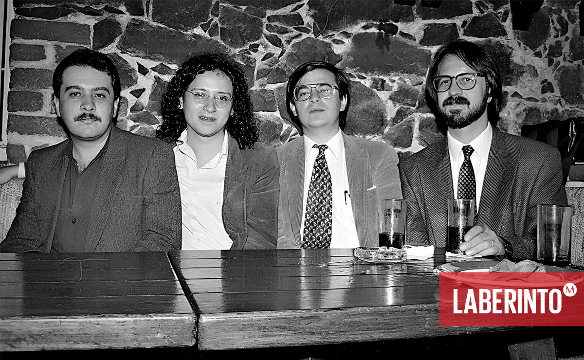 Carlos Miranda, Noé Cárdenas, Ignacio Helguera y Álvaro Quijano en la Tasca Manolo. (Foto: Moramay Kuri)