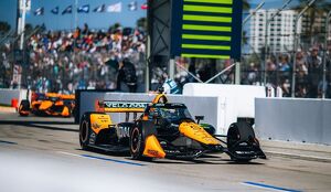 El piloto mexicano de Arrow McLaren Patricio O'Ward terminó en el lugar 13 del Gran Premio de Long Beach.