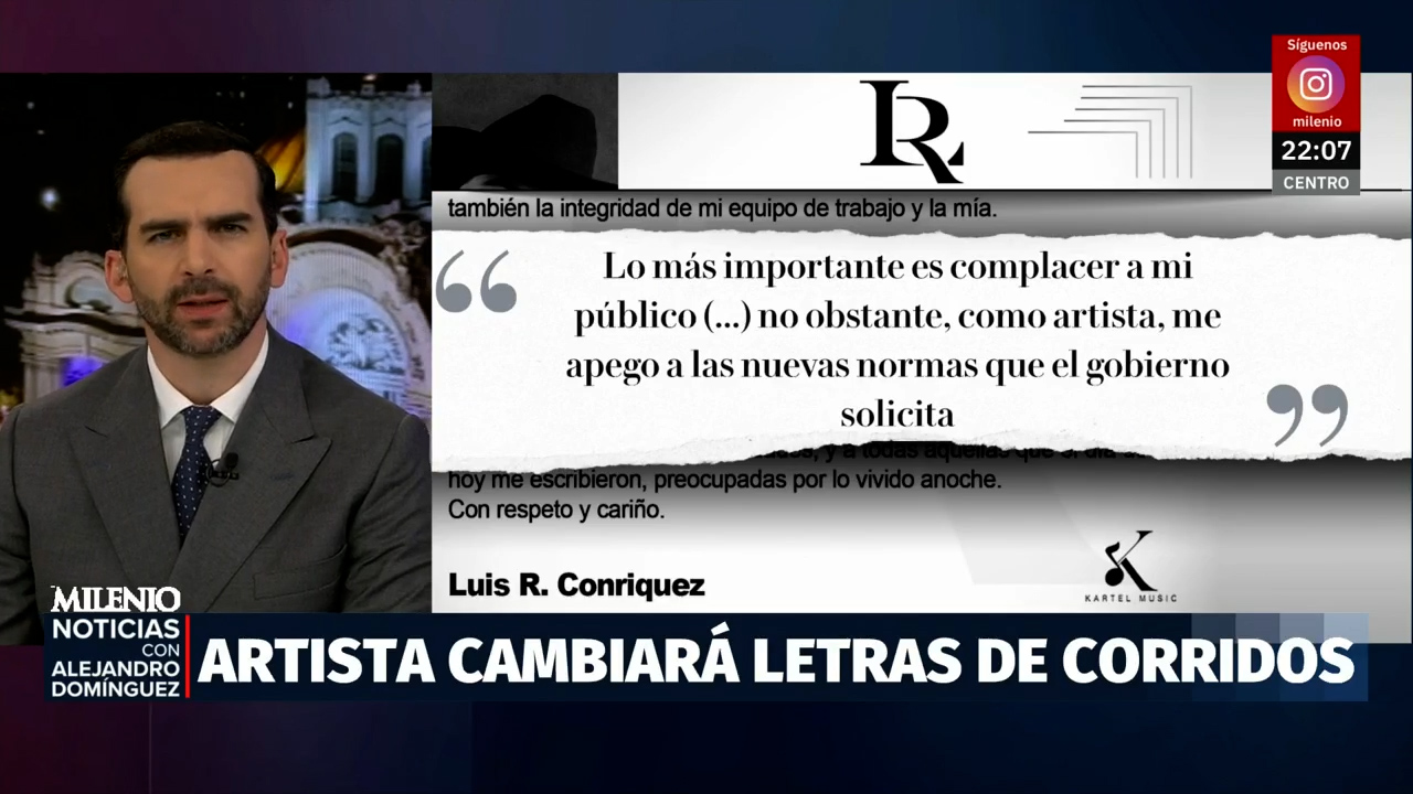 Luis R Conriquez cambiará letras de sus canciones tras censura de narcocorridos en el Edomex