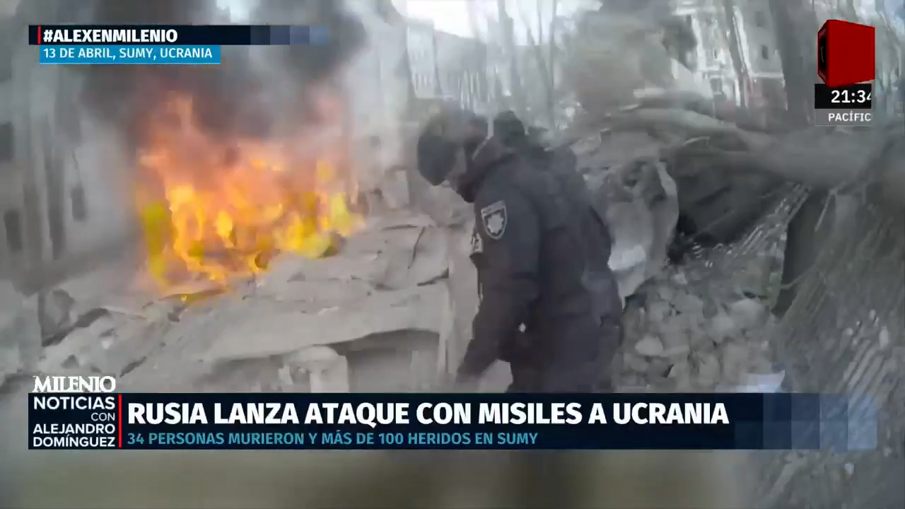 Rusia lanza ataque con misiles en Sumy, Ucrania y deja 34 muertos y más de 100 heridos
