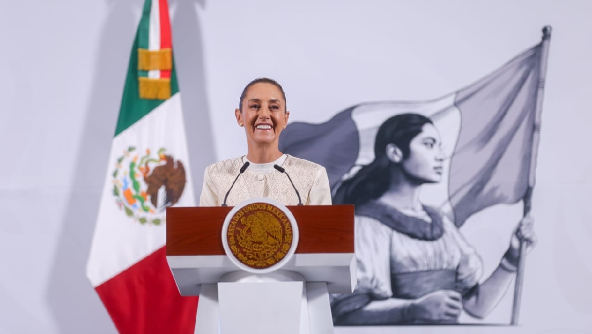 La presidenta Sheinbaum en su conferencia de prensa mañanera de hoy en Palacio Nacional. | Araceli López
