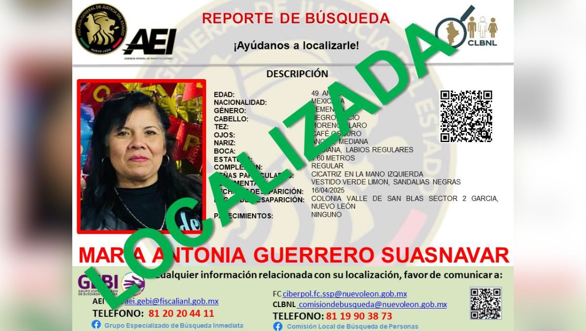 De las 7 desapariciones, una mujer de 49 y un menor de edad de 13 años fueron reportados como localizados. Especial