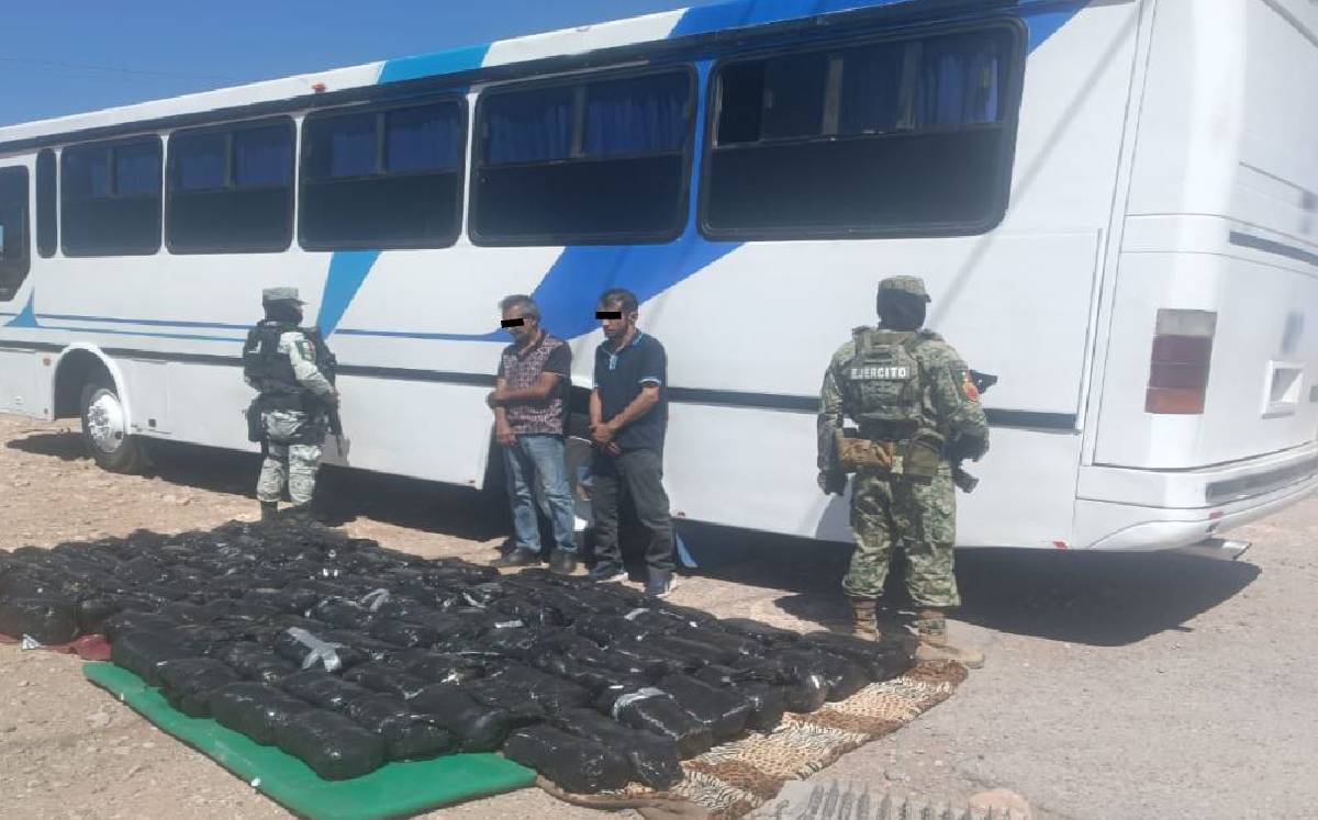 Dos hombres fueron detenidos en el municipio de Janos donde les incautaron 497.2 kilogramos | Especial