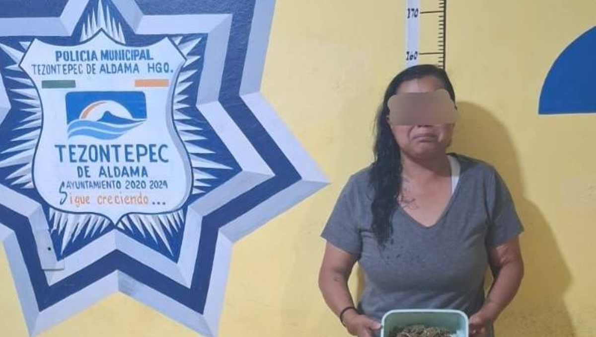 Autoridades de Tezontepec de Aldama detuvieron a una mujer tras hallarla con presunta marihuana
