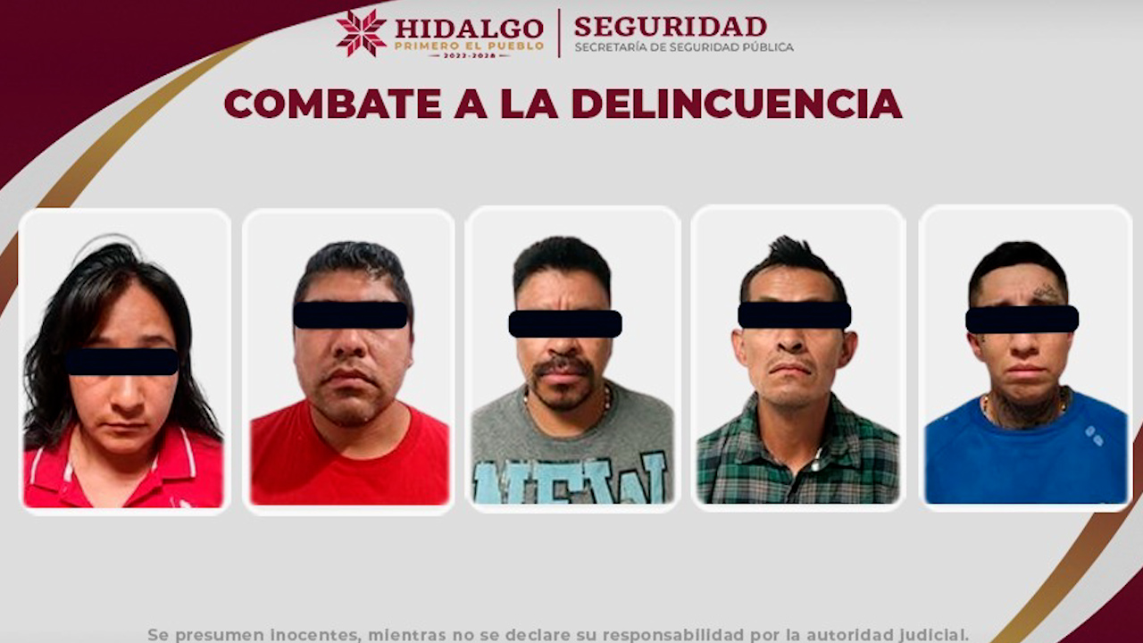 Caen 5 presuntos miembros de 'Los Peñafiel', dedicados al robo de autos en Hidalgo