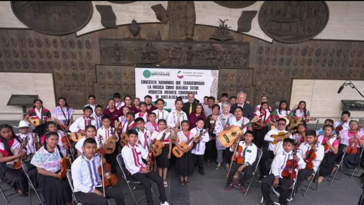 Niños de la Huasteca poblana llenan San Lázaro de música y esperanza. | Cortesía