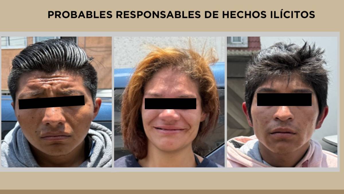 Thalía,Emmanuel  y Uriel “N” fueron detenidos en Toluca por robo de motocicletas. | Especial