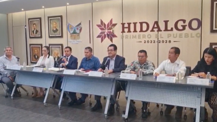 Conferencia de prensa con autoridades de seguridad en Hidalgo. (Guadalupe Trejo)