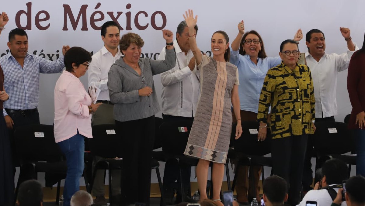 Claudia Sheinbaum presenta Plan Integral del Oriente de Edomex, acompañada de Delfina Gómez. Foto: (Javier Ríos)