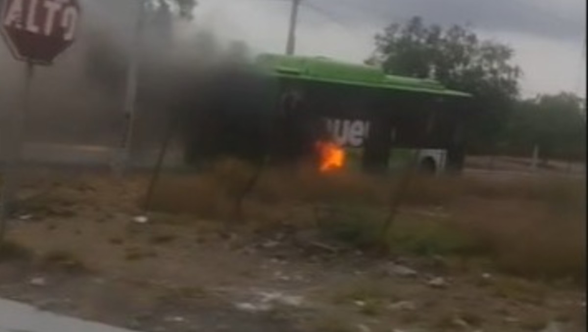 El fuego consumió la unidad cuando circulaba por calles de la colonia Valle de San Andrés. Foto: Especial