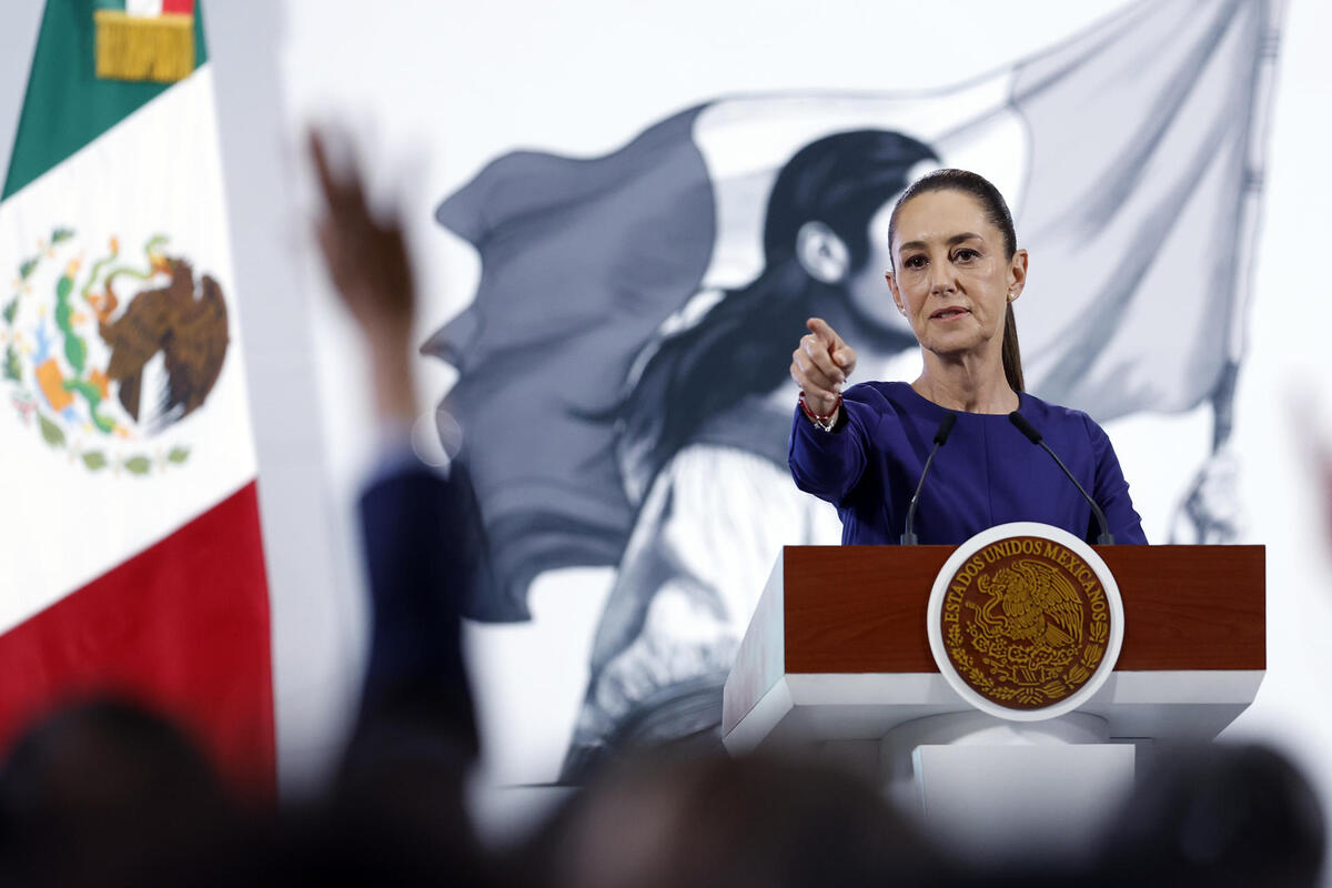 Claudia Sheinbaum, este miércoles durante su conferencia de prensa en Palacio Nacional. | EFE