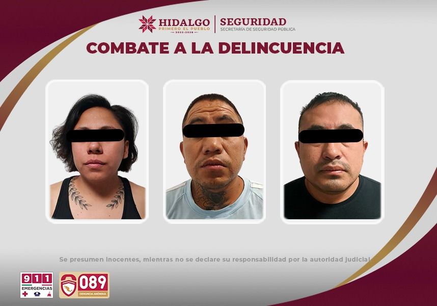 Detienen a tres presuntos extorsionadores. (Cortesía)