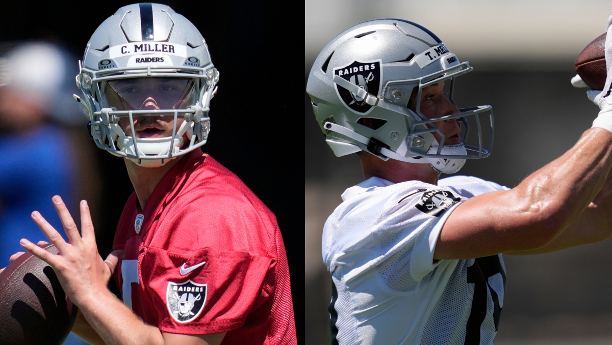 Cam Miller y Tommy Mellott, de rivales en colegial a compañeros en Las Vegas Raiders (AP)