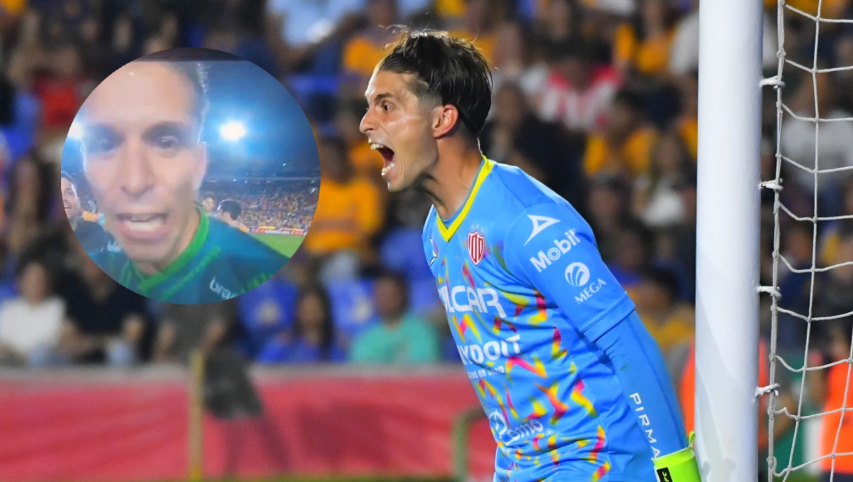 Ezequiel Unsain, portero de Necaxa, golpea cámara de TV Azteca tras la eliminación con Tigres (Imago7)