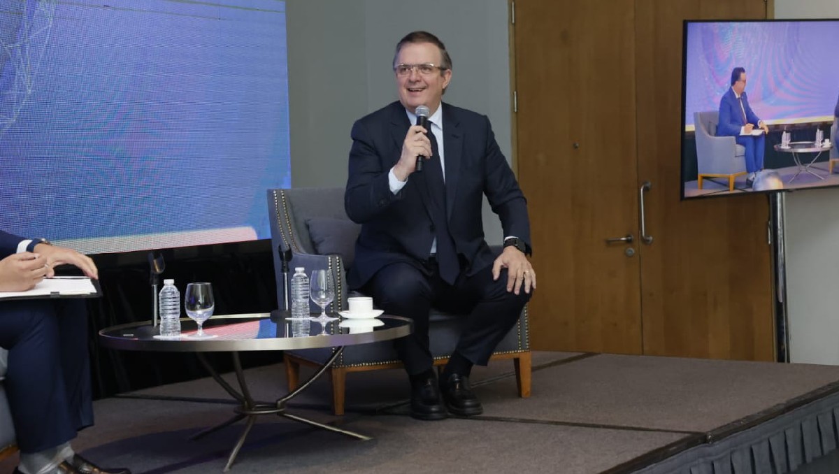 Marcelo Ebrard, titular de Economía, en el  Summit Comercio México-Norteamérica: Más allá del T-MEC. Foto: Especial
