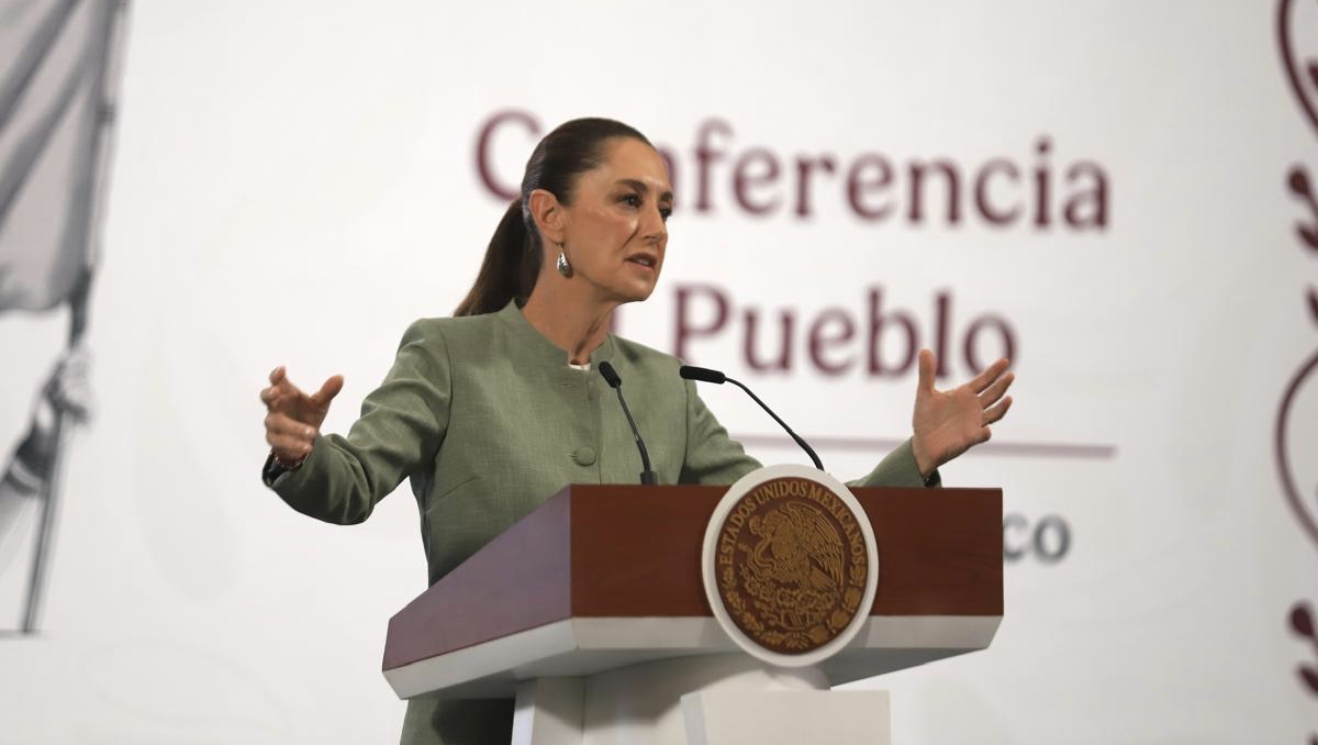 La mandataria durante su conferencia de prensa matutina en Palacio Nacional el 14 de mayo. | Jorge Carballo