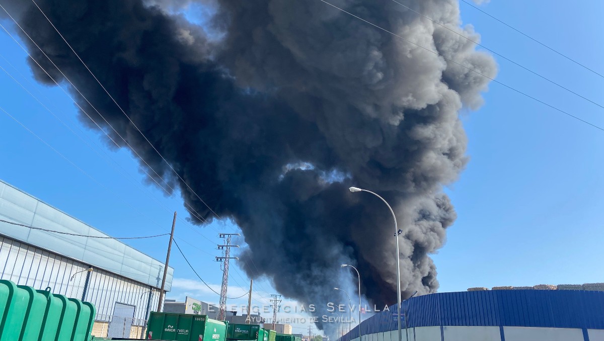 Incendio en una nave del Polígono Industrial la Red de Sevilla. | Especial