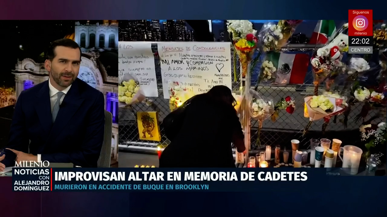 Emotivo altar en Nueva York por cadetes de la Marina fallecidos en el buque Cuauhtémoc