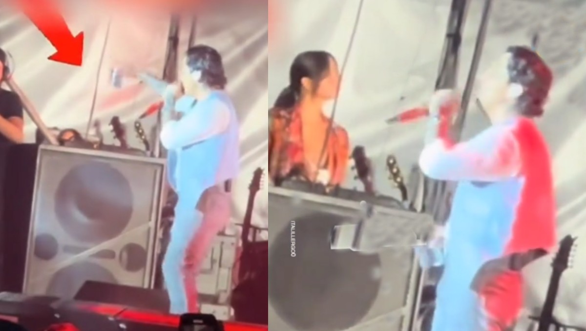Ángela Aguilar se esconde en bocinas del concierto de Christian Nodal. | TikTok @soy.agri_dulce