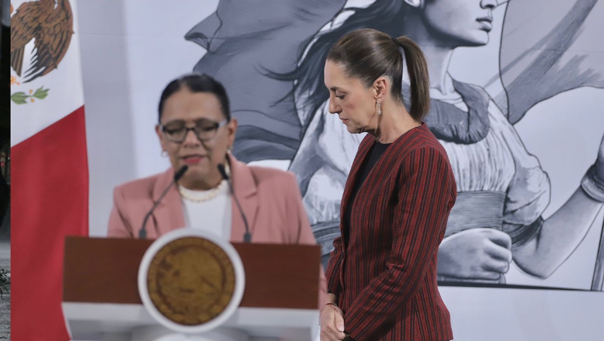 Rosa Icela Rodríguez Velázquez, secretaria de Gobernación durante conferencia matutina en Palacio Nacional | Ariel Ojeda