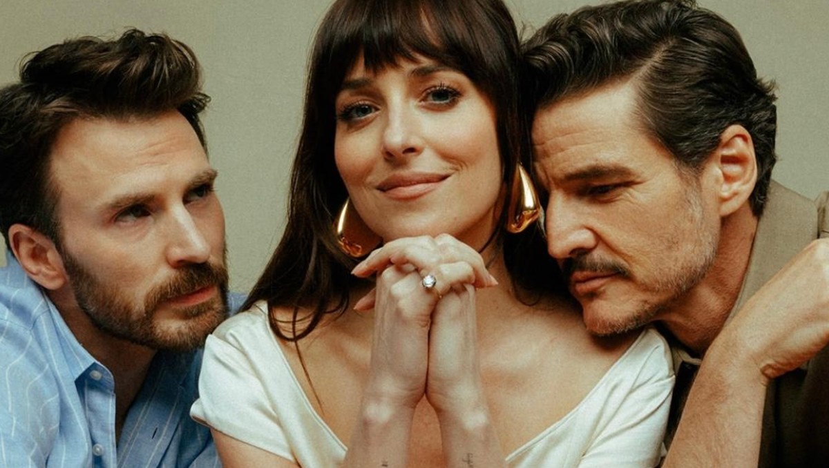 Dakota Johnson, Chris Evans y Pedro Pascal para 'Materialists', la próxima comedia romántica de Celine Song.