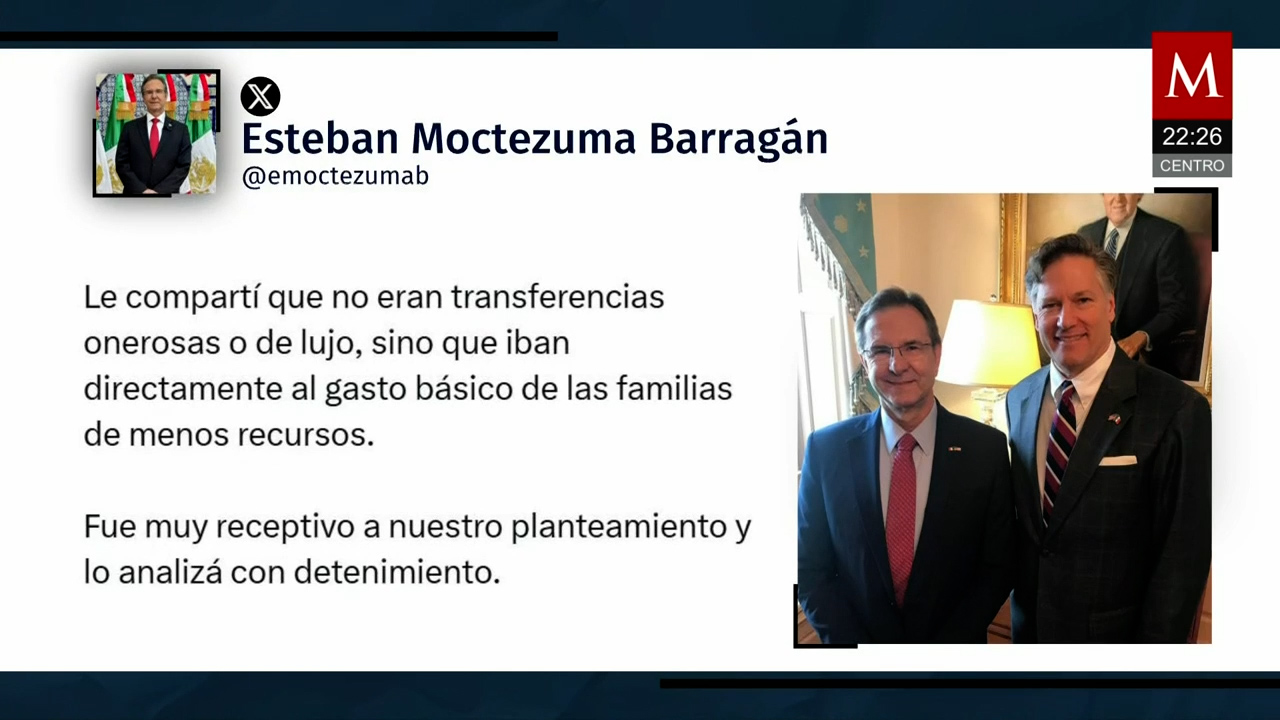 Moctezuma alerta sobre impuesto a remesas en reunión con EU
