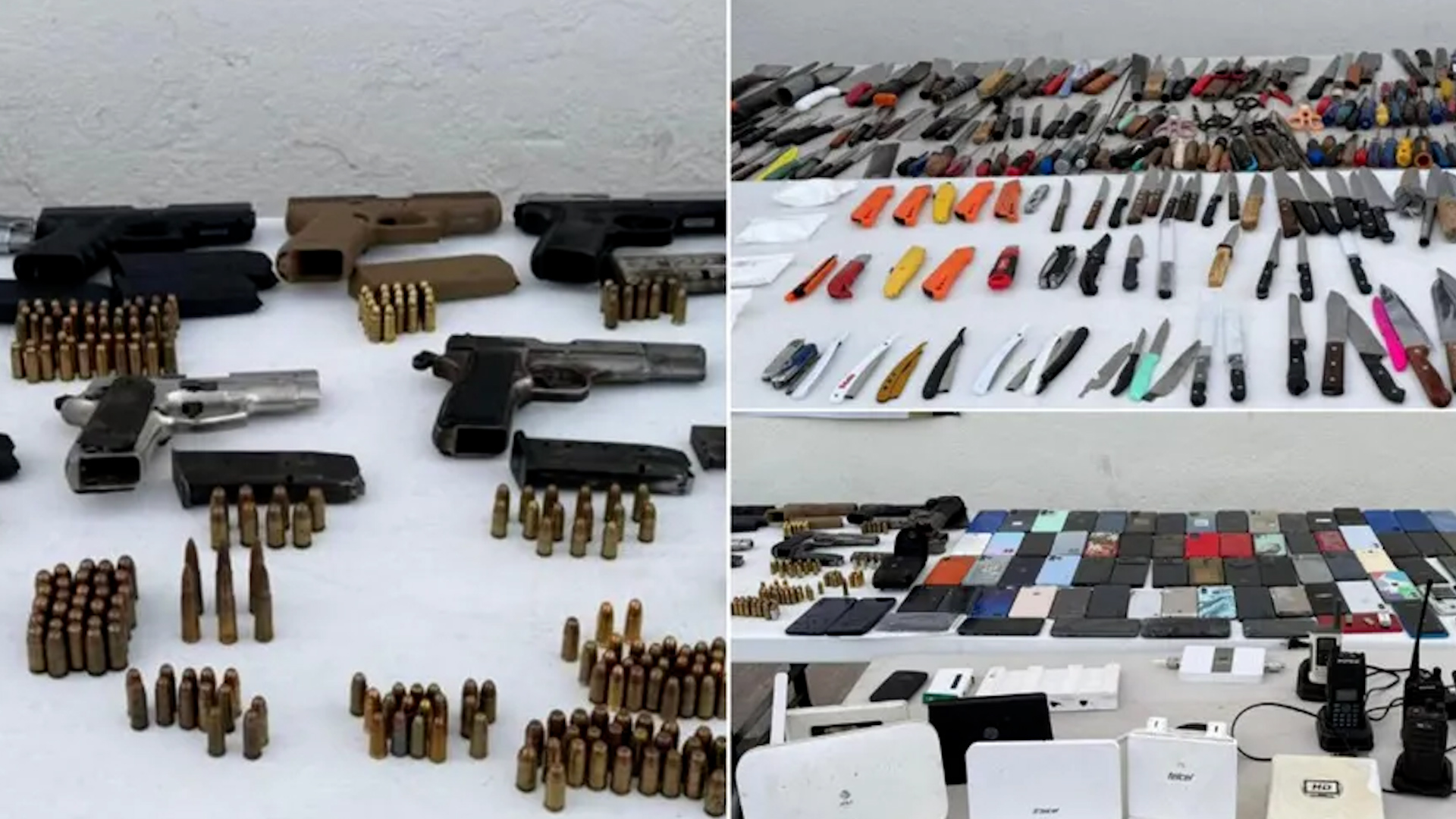 Este es el arsenal hallado tras el enfrentamiento en el penal de Aguaruto, en Sinaloa