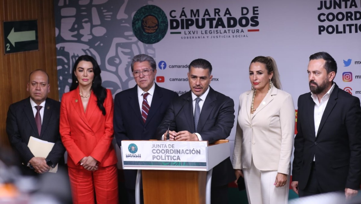 Omar García Harfuch se reunió con la junta de coordinación de la Cámara de Diputados. (Foto: Araceli López)