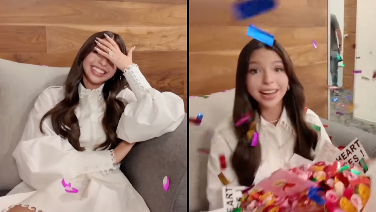 Ángela Aguilar recibe flores de El Patrón y así reaccionó | ESPECIAL