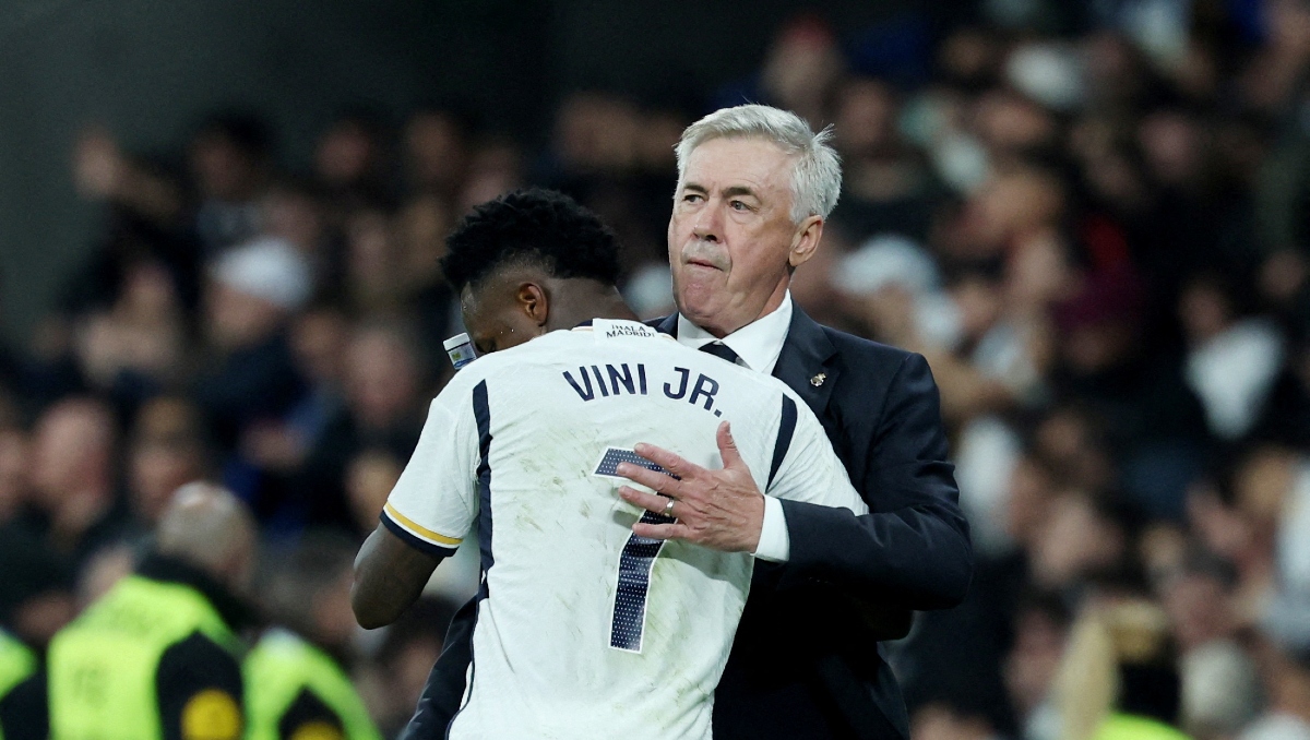 Carlo Ancelotti y Vinicius Jr. se reencuentran en un estadio del futbol brasileño (Reuters)