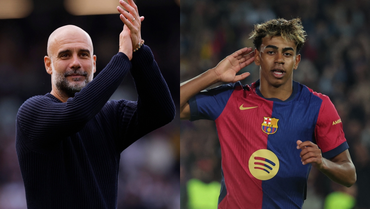 Pep Guardiola alaba a Lamine Yamal, jugador del Barcelona (Reuters / AFP)