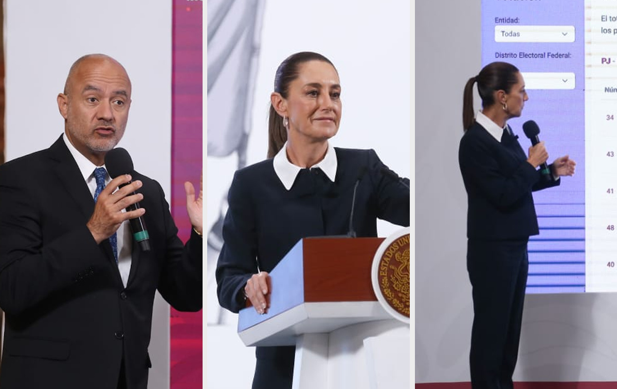 La Presidenta en su conferencia de prensa del 4 de junio en el Salón de Tesorería de Palacio. | Araceli López