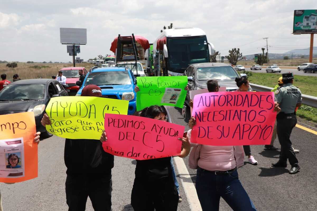 Bloqueo en la México-Pachuca para pedir localización de una menor. (Jorge Sánchez)