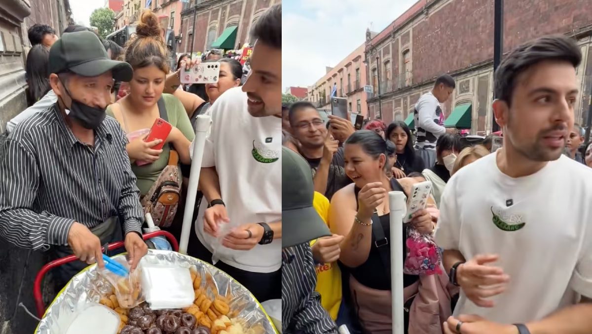 Donitas regaladas desatan caos en CdMx. | ESPECIAL