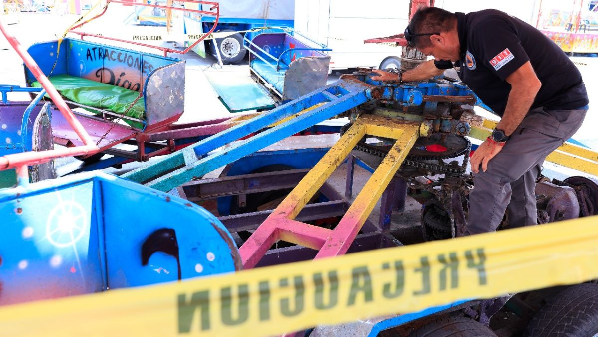 Tras el accidente, la atracción fue retirada de la feria instalada en Guadalupe. | Especial.