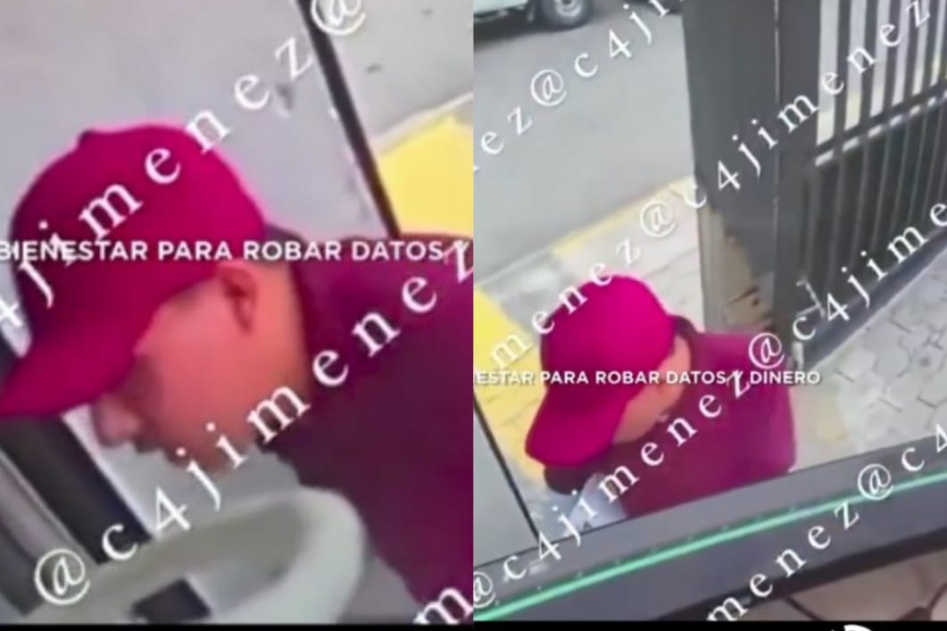 El hombre vacía las cuentas del Banco Azteca.