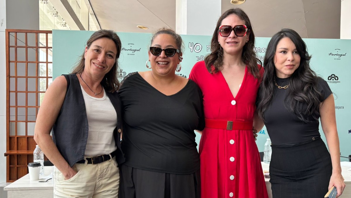 Lola Dueñas, Estrella Araiza, Denisse Guerrero y Daniela Vega presentan la edición 2025 del Premio Maguey en FICG 40. (Foto: Daniela Nuño)