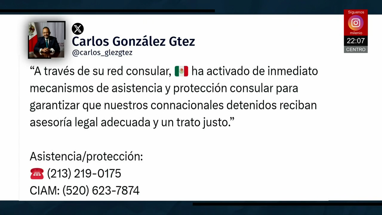 Cónsul mexicano en Los Ángeles ofrece ayuda y pide calma tras redadas