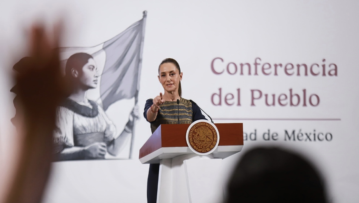 La mandataria desde Palacio Nacional para presidir su conferencia mañanera. | Juan Carlos Bautista