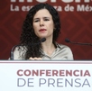 La líder nacional de Morena, Luisa María Alcalde, en conferencia de prensa. | Araceli López