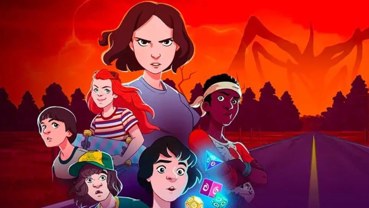 Captura conceptual del próximo spin‑off Stranger Things en animación, inspirada en los dibujos ochenteros.