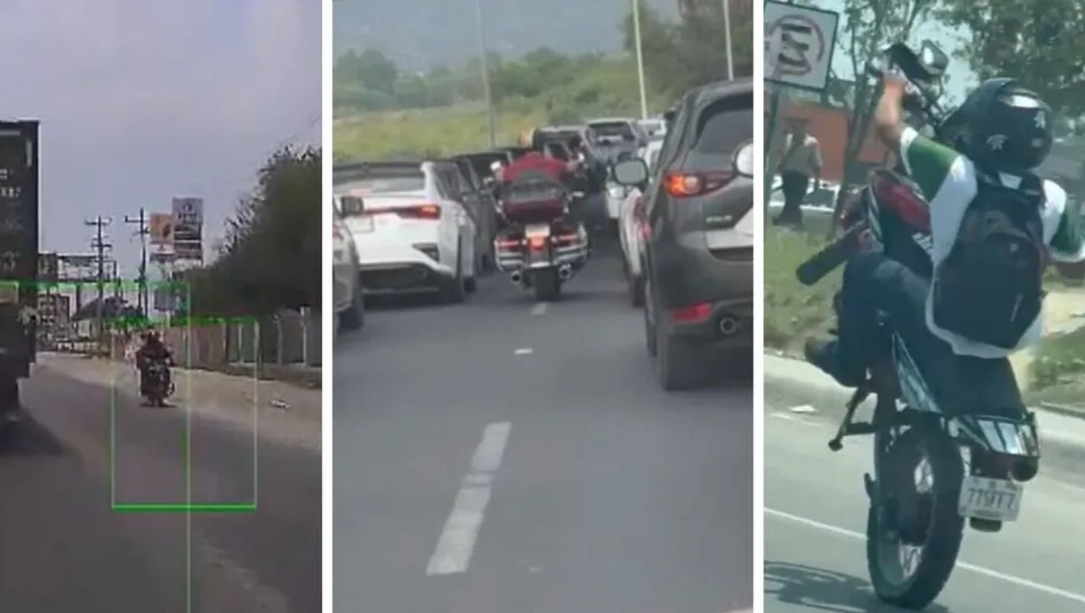 Motociclistas han sido captados circulando en sentido contrario e invadiendo carriles en el Área Metropolitana de Monterrey | Especial