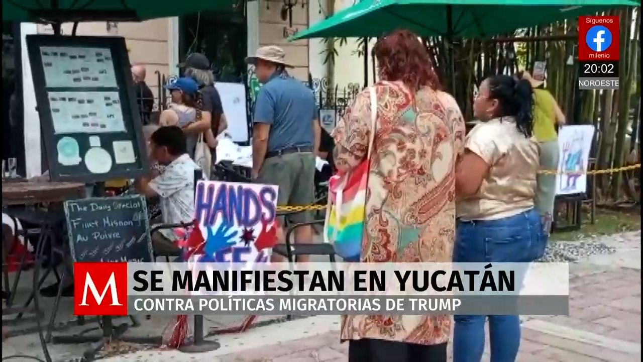 Estadounidenses protestan en Mérida contra Trump por políticas autoritarias