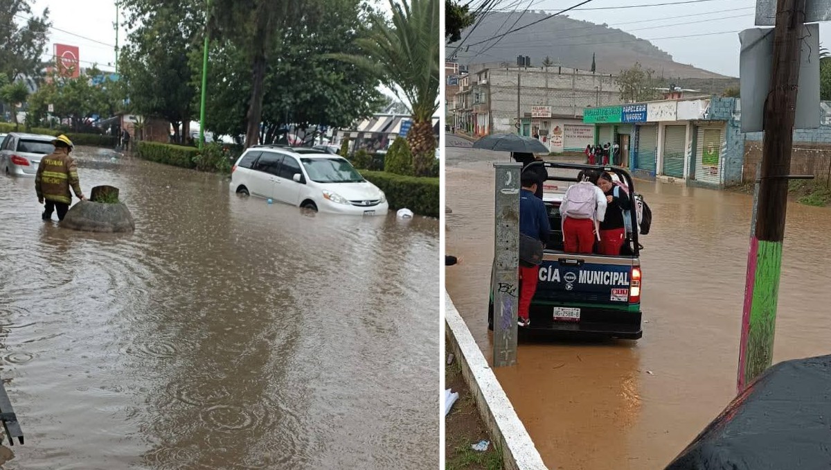 Las lluvias colapsaron calles principales de Tulancingo la tarde del lunes