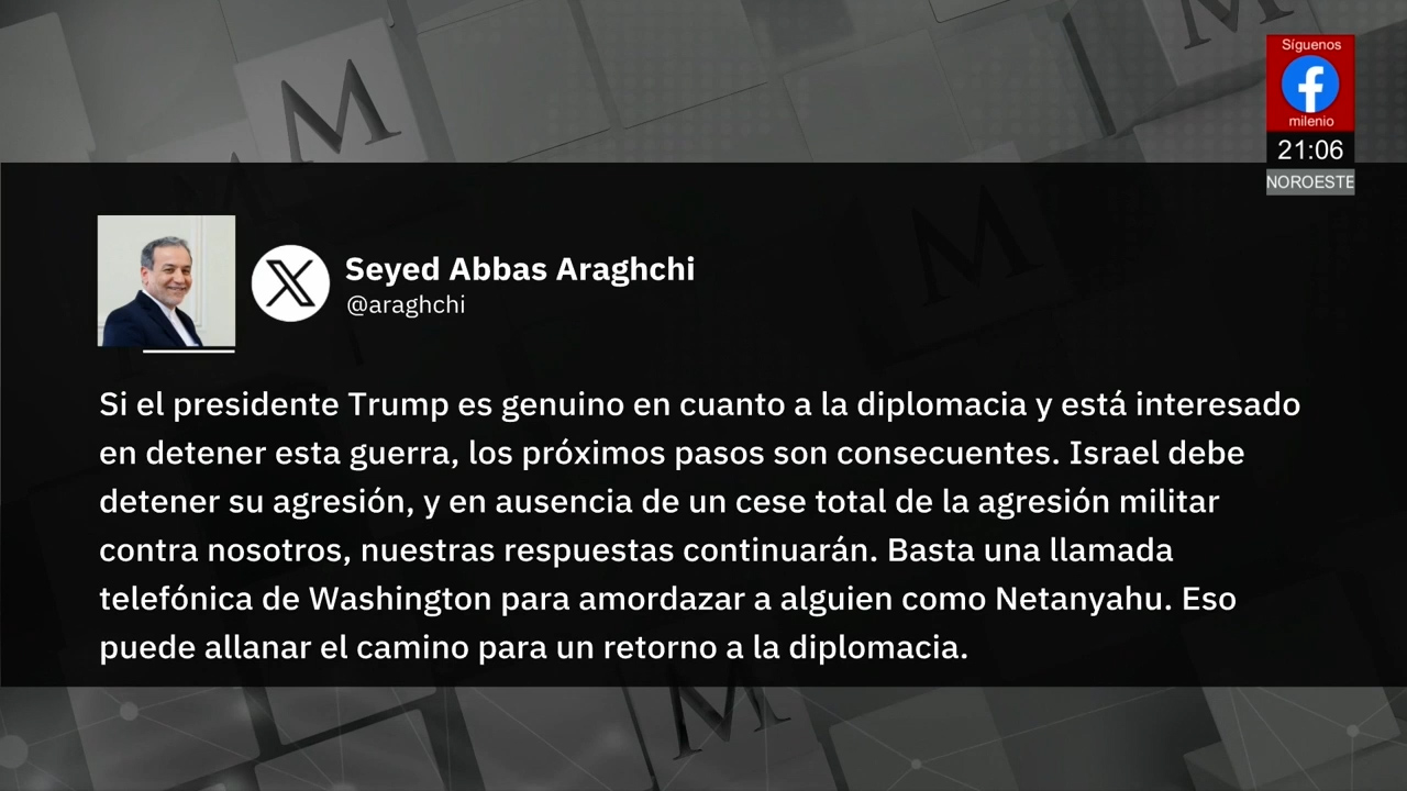 Irán lanza fuerte mensaje a Trump y pide detener a Israel