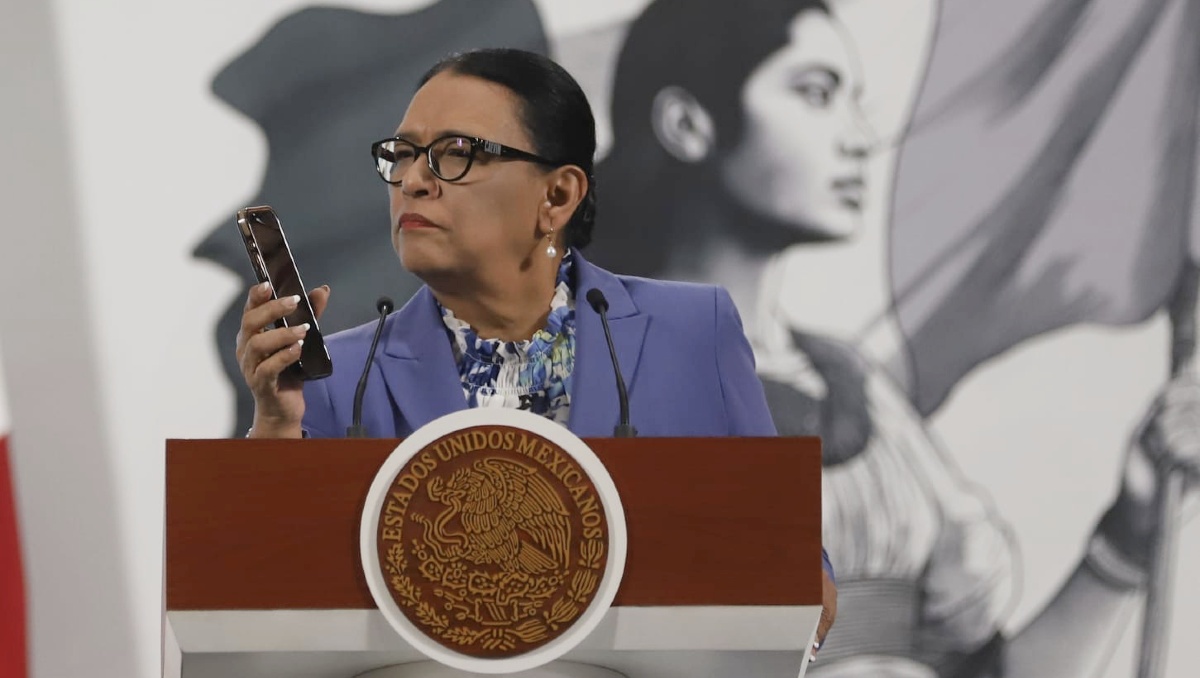 La secretaria de Gobernación en la conferencia de prensa mañanera hoy.  | Javier Ríos